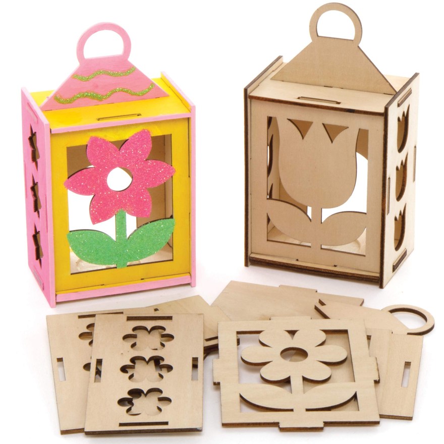 Picture of: Baker Ross AX Wooden Flower Lantern Craft Set – Pack of  Wooden Lantern  with Spring Motifs for Children for Crafts